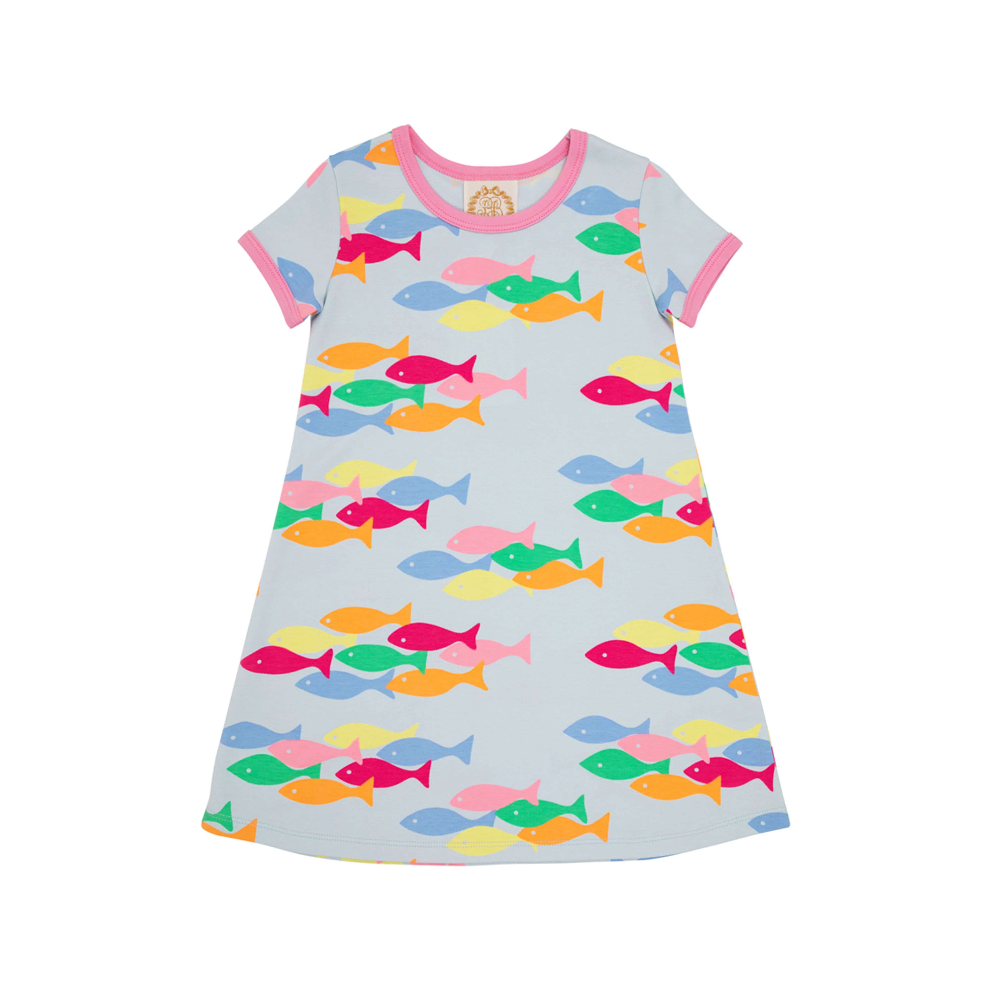 Polly Play Dress - French Leave Fishies with Hamptons Hot Pink | The Beaufort Bonnet Company