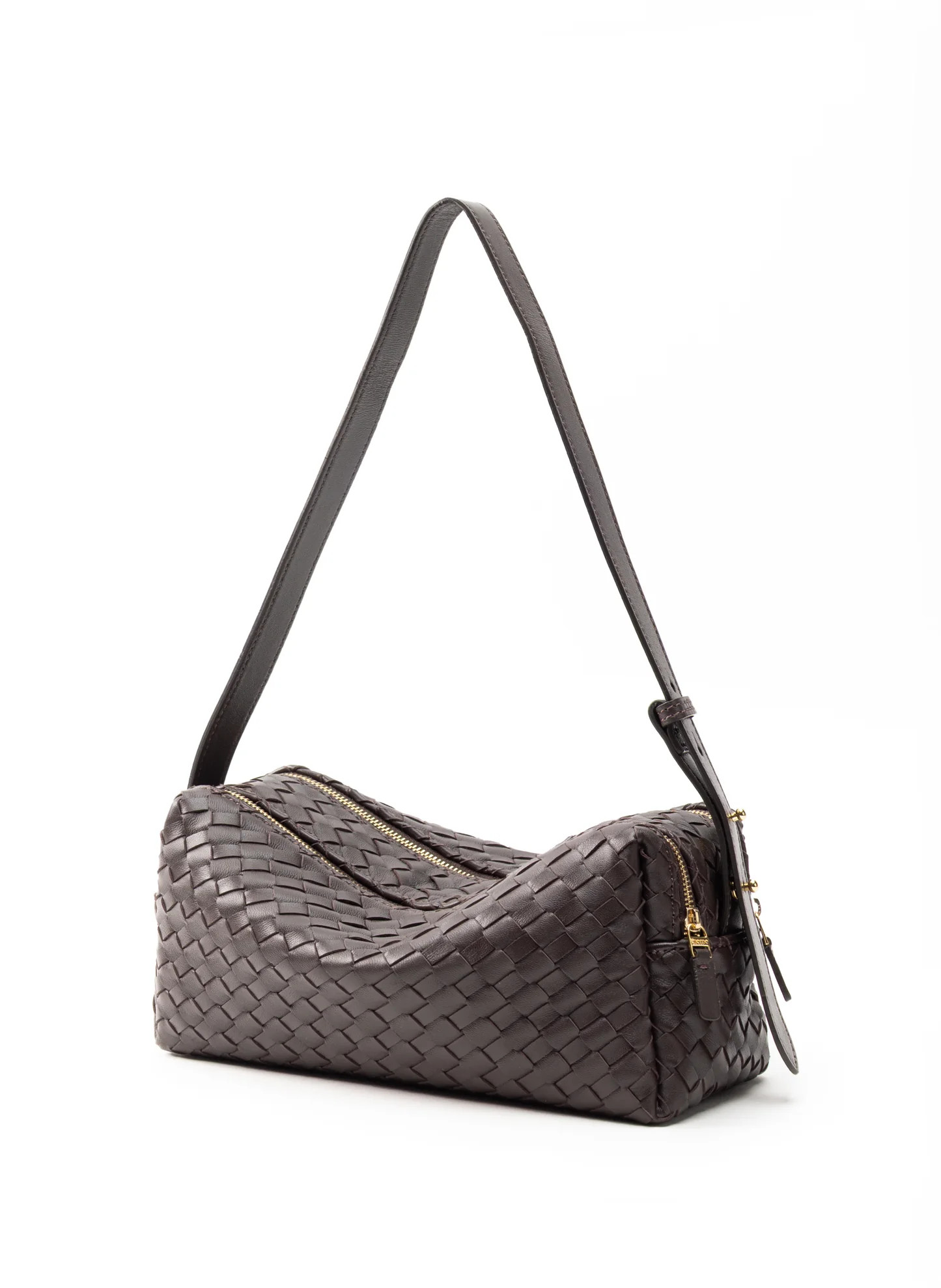 Trousse Woven Leather Dark Brown - French Woven Handbags - Elleme | Elleme