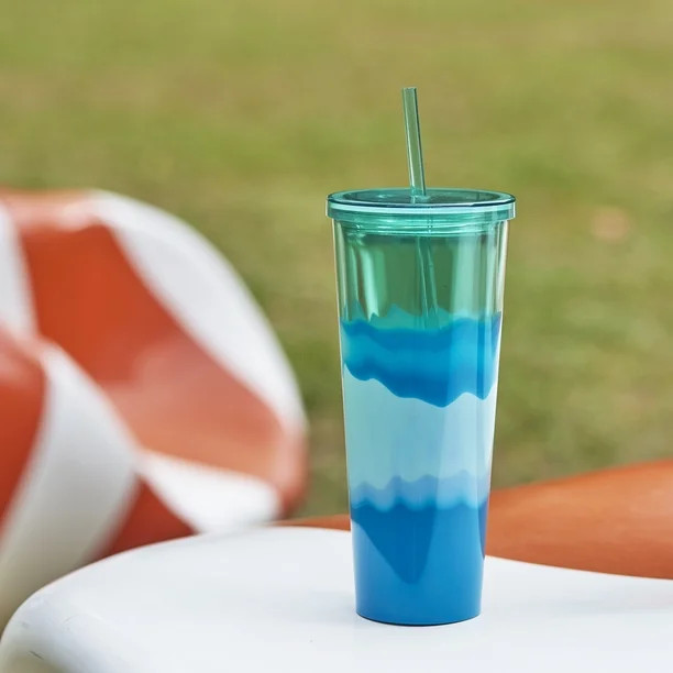 Mainstays 26 oz Double Wall Plastic Mixed Injected Tint Tumbler, Green | Walmart (US)