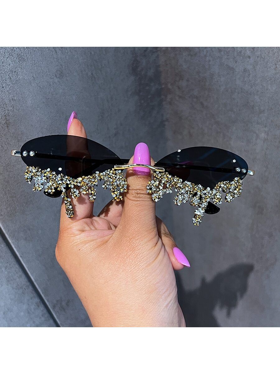 1pc Women's Personality Tear Drop Rhinestone Decorated Sunglasses | SHEIN