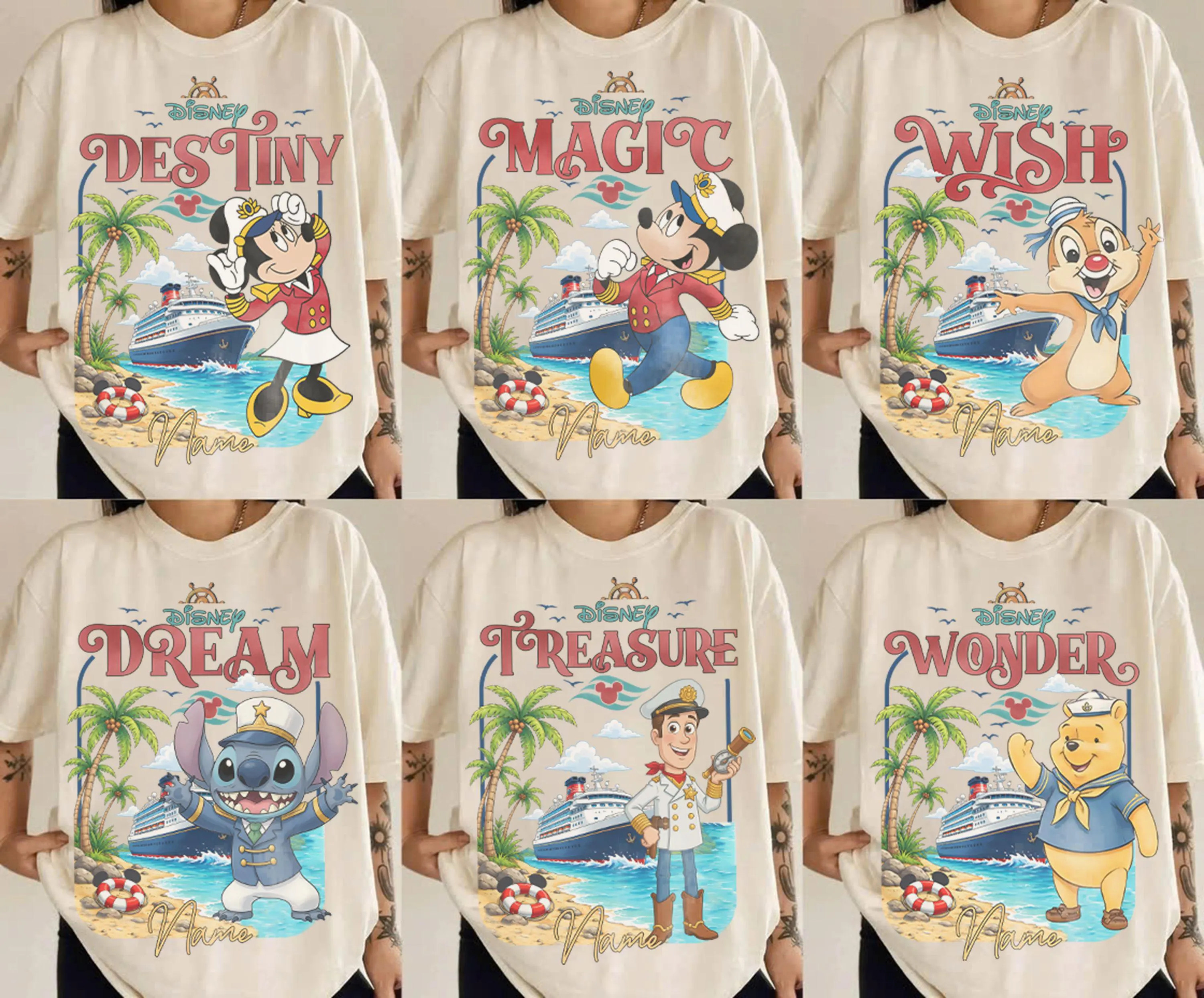 Personalized Disney Cruise All Character Shirt, Disney Cruise Line Trip Shirt, Disneyland Family Vacation Matching Shirt, Disney Wish Magic | Etsy (Global)