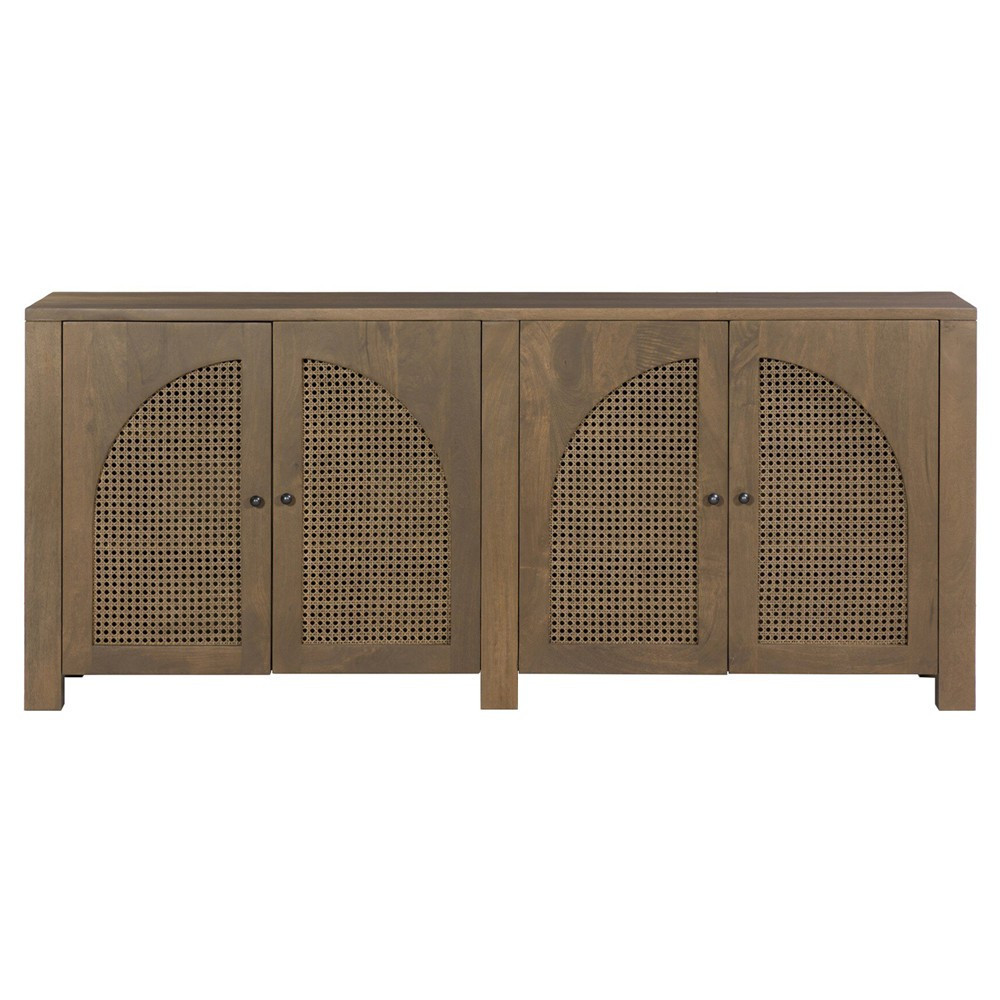 Kashton Mid Century Modern Taupe Mango Wood Arched Cane Sideboard | Kathy Kuo Home