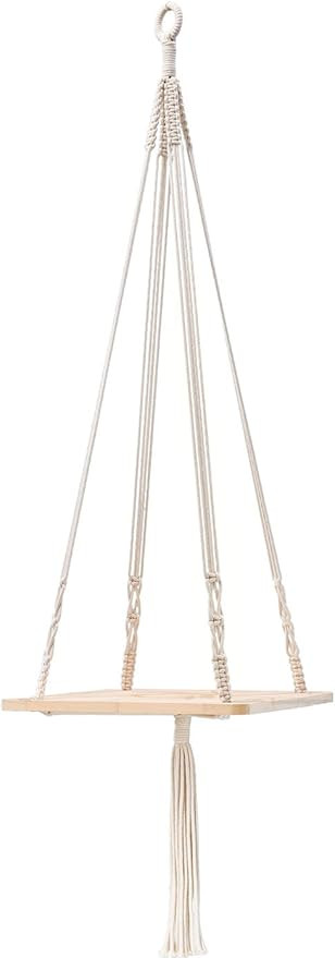 Mkono Macrame Shelf Hanging Planter Plant Hanger Home Decor 45 Inches, 45" H, 12"×0.5", Square | Amazon (US)