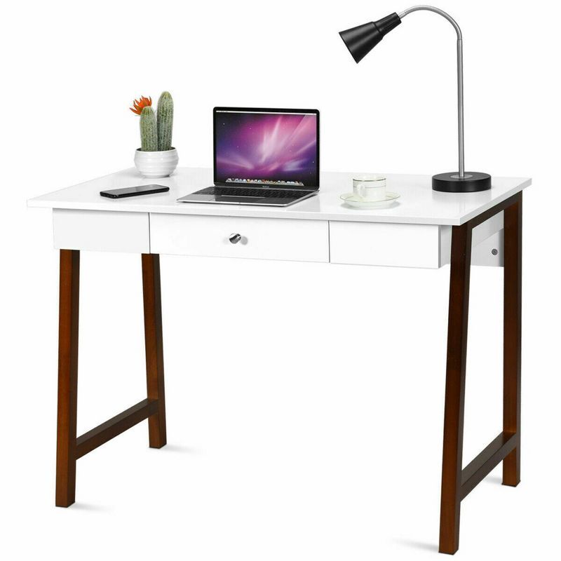 Costway Computer Desk Laptop PC Writing Table Makeup Vanity Table w/Drawer and Wood Legs | Target