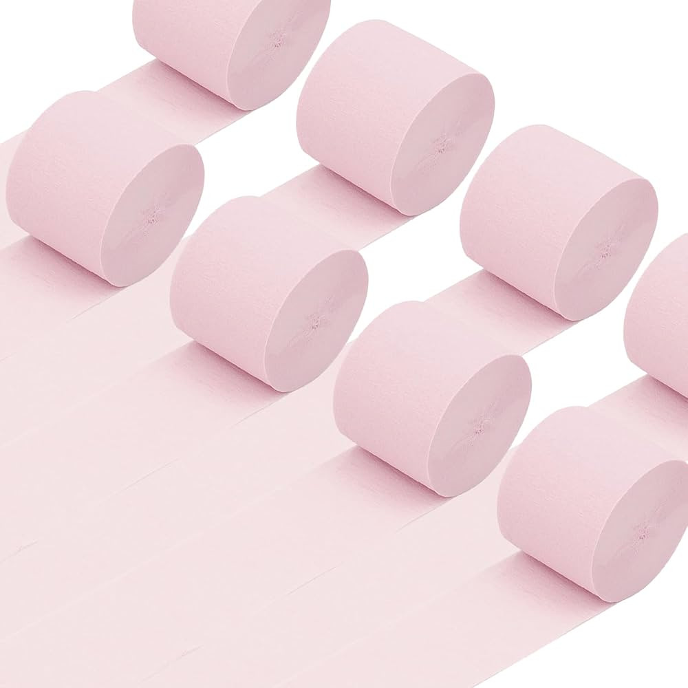 8 Rolls Pink Crepe Paper Streamers Party Streamers Photo Booth Streamers for Girls Birthday Baby ... | Amazon (US)