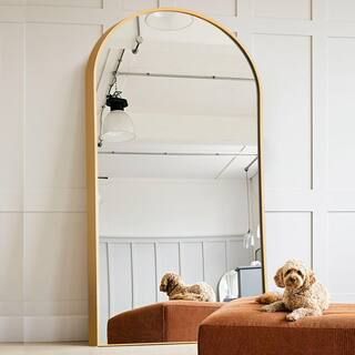 NEUTYPE 71 in. x 32 in. Modern Arch Metal Framed Gold Full-Length Leaning Mirror HD-LHJ-M18080-G-... | The Home Depot