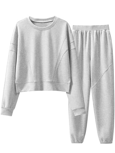 ANRABESS Womens 2 Piece Outfits Lounge Sets Cropped Sweatshirt Joggers Fashion Sweatsuit Sweat Se... | Amazon (US)