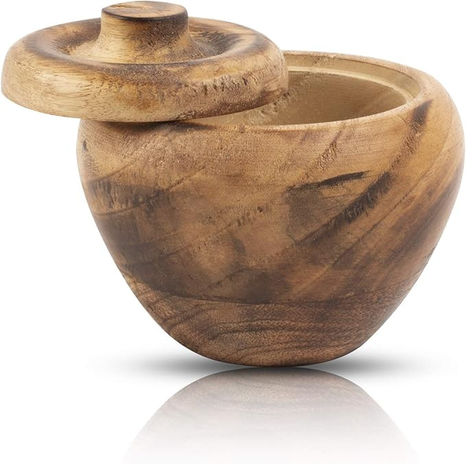 Decorative Rustic Wooden Sugar Bowl with Lid Wide Mouth Candy Treat Jar Spice Jar Holder Condimen... | Amazon (UK)