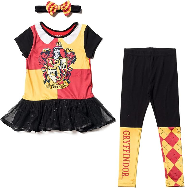 Harry Potter Gryffindor Ravenclaw Girls Cosplay T-Shirt Dress Leggings and Headband 3 Piece Outfi... | Amazon (US)