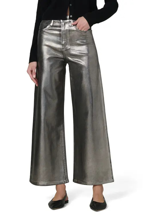 Joe's The Mia Coated Wide Leg Jeans in Pewter Foil at Nordstrom, Size 24 | Nordstrom