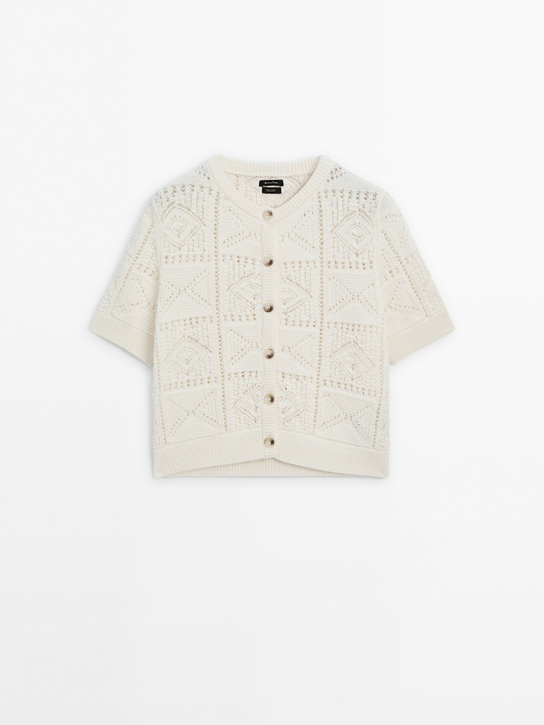 Short sleeve open-knit cardigan | Massimo Dutti UK