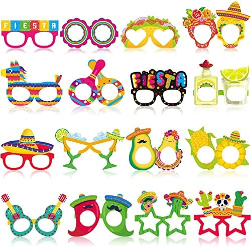 Honoson 32 Pcs Mexican Fiesta Party Decorations Paper Eyeglasses Taco Cactus Pinata Cinco De Mayo... | Amazon (US)
