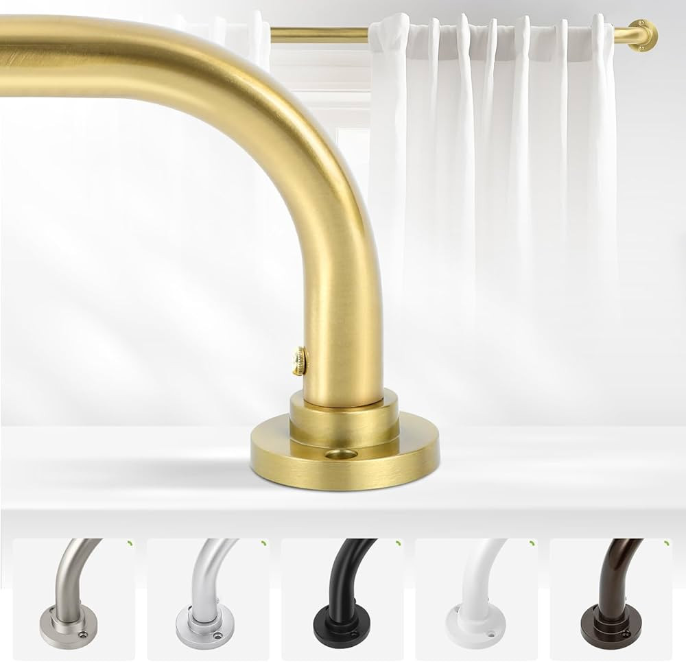 Gold Wrap Around Curtain Rods,Gold Curtain Rods for windows 48 to 84 inch(4-7Ft),Adjustable Black... | Amazon (US)