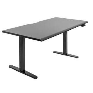 60 in. Rectangular Black Tabletop Dual Motor Electric Standing Desk with Black Base | The Home Depot