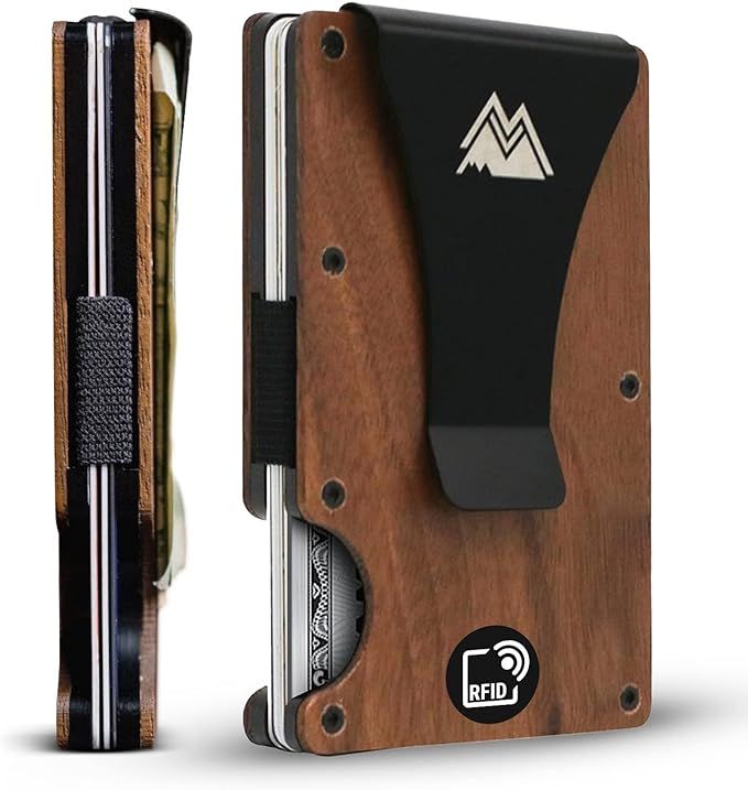 Mountain Voyage Minimalist Wallet for Men - Slim RFID Wallet, Scratch Resistant, Natural Walnut W... | Amazon (US)