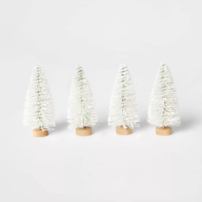 4pk Bottle Brush Tree Set White - Wondershop™ | Target