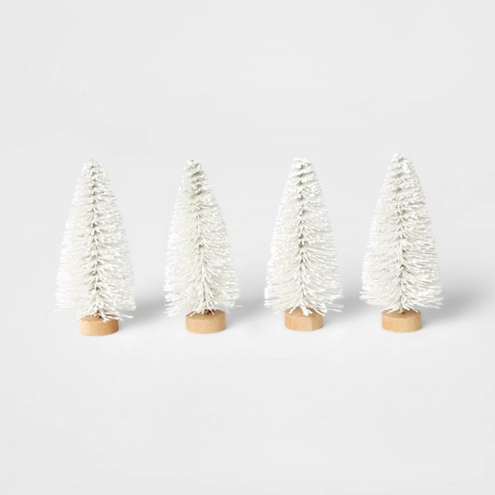 4pk Bottle Brush Tree Set White - Wondershop&#8482; | Target