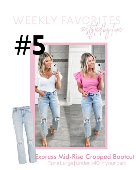 Express denim | love these mid-rise 90s cropped bootcut jeans 

Size down at least 1 to 2 sizes.

They have a really cute laidback vibe 

#LTKunder50 #LTKstyletip #LTKsalealert
