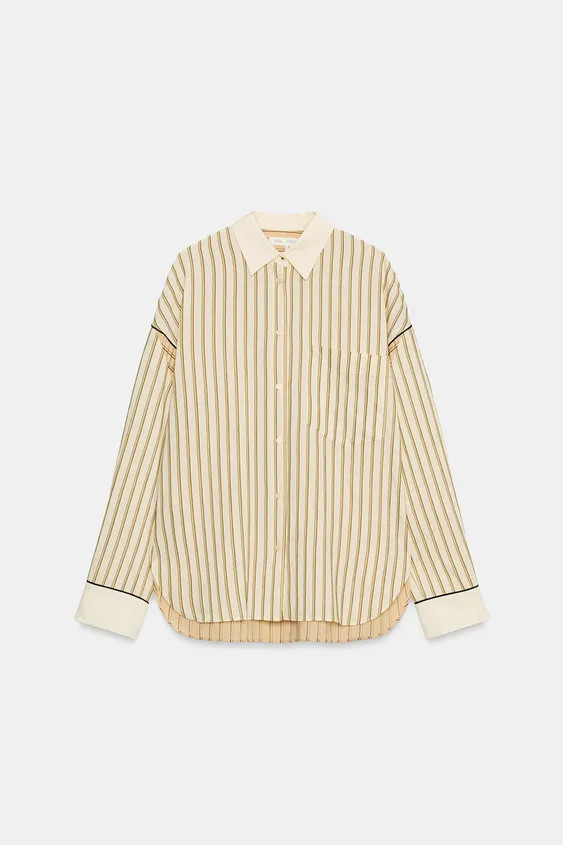 ZW COLLECTION CONTRAST STRIPE SHIRT | Zara US