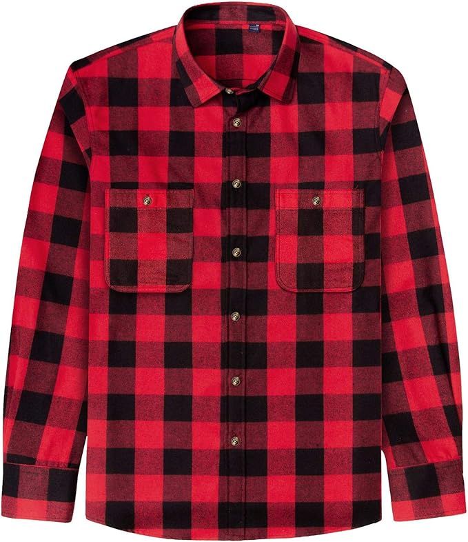 J.Ver Men's Flannel Plaid Shirts Long Sleeve Regular Fit Casual Button Down Shirt | Amazon (US)