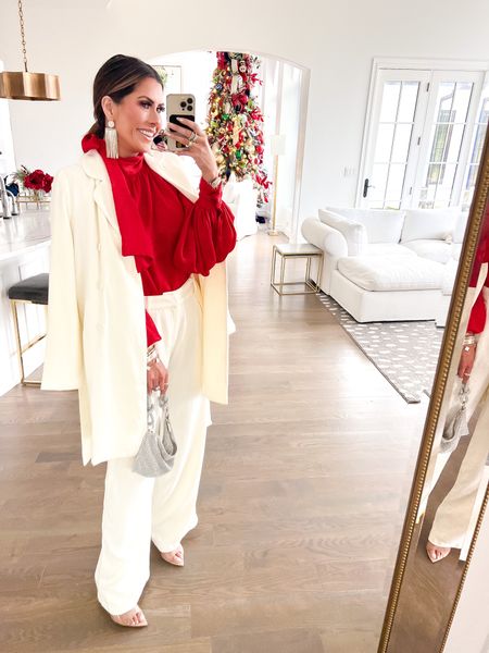 Wearing size medium in coat and pants, small in top. Use code THANKEMILYANN for 25% off. Holiday Outfit, Christmas, Earrings, Cult Gaia Bag, Cult Gaia dupe Bag, Rhinestone handbag, Nude Heels, Rhinestone Earrings, Holiday Earrings, Stacked Rings, Spinelli Kilcollin, Emily Ann Gemma, Red Dress Boutique 

#LTKstyletip #LTKHoliday #LTKSeasonal