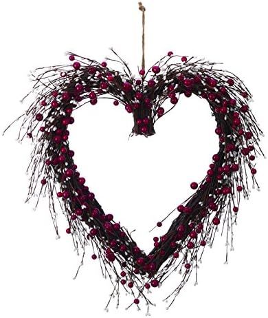 Large Red and White Berry Heart-Shaped Wreath Valentines Wall Decoration | Amazon (US)