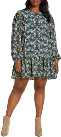 Floral Print Drop Waist Long Sleeve Dress | Nordstrom