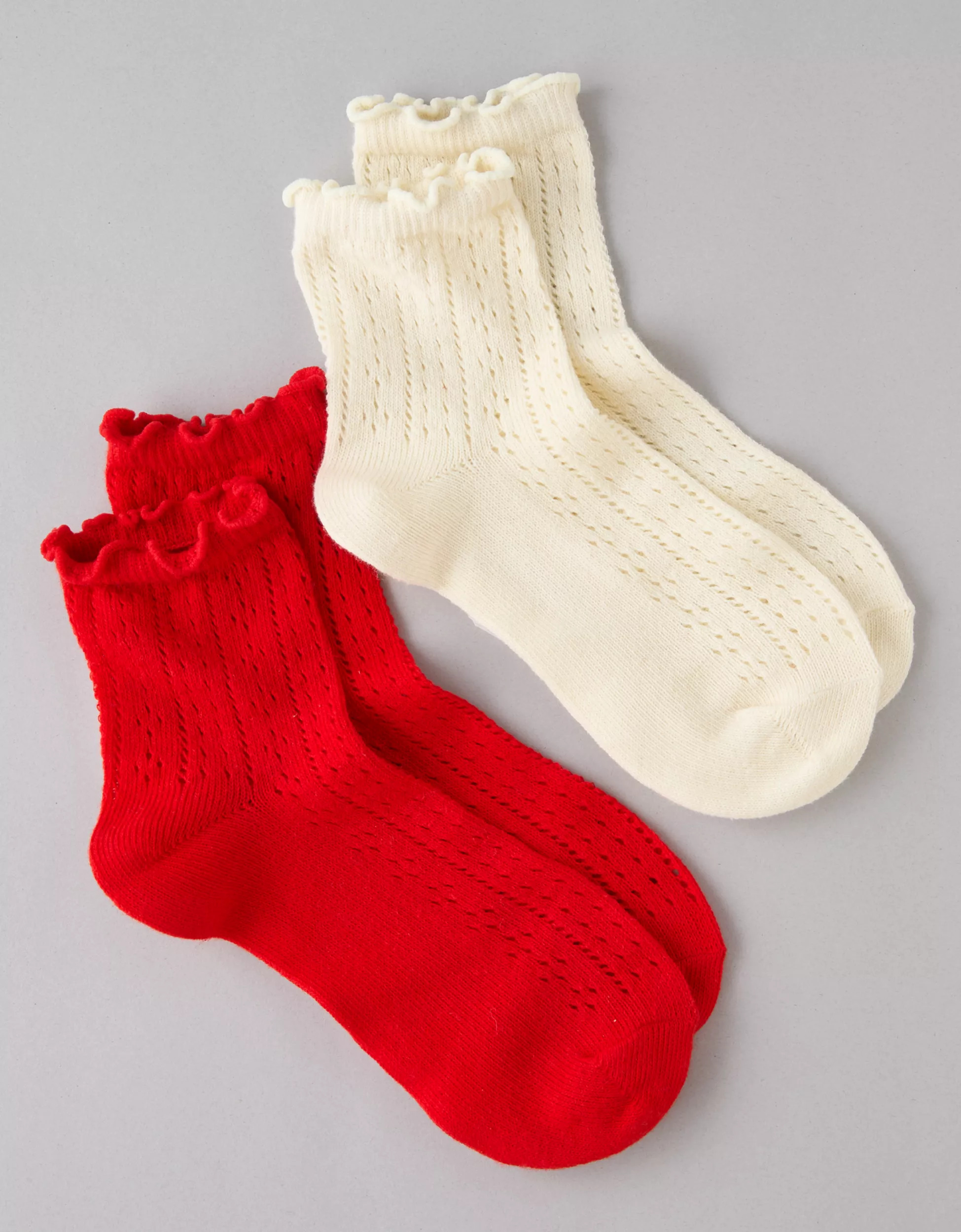 AE Pointelle-Knit Boyfriend Socks 2-Pack | American Eagle Outfitters (US & CA)