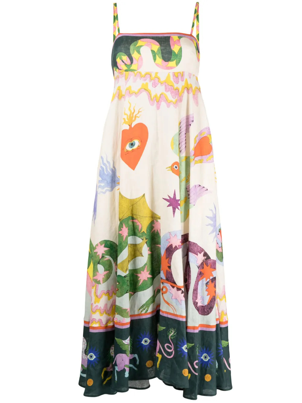 ALEMAIS Seeker Linen Midi Dress - Farfetch | Farfetch Global