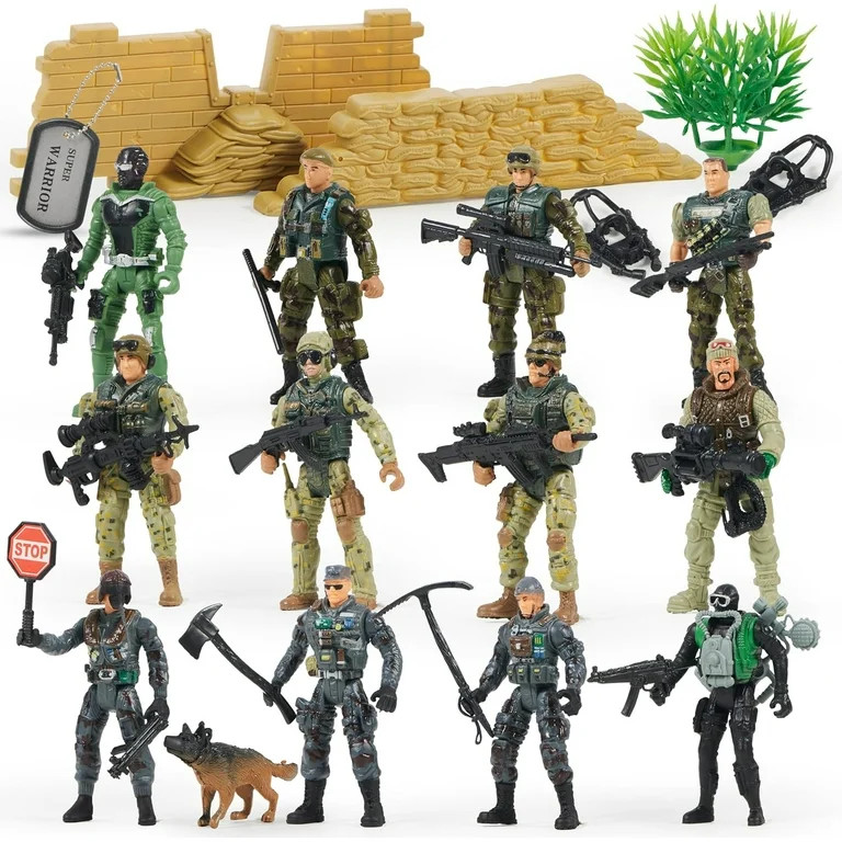 SYNCFUN 16 Pcs Army Men Action Figures for Boys, Military Toy with 12 Realistic Army Ranger and W... | Walmart (US)