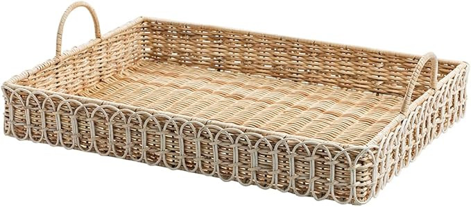 Provence Rattan 22.5" Rectangular Tray - Whitewash | Amazon (US)