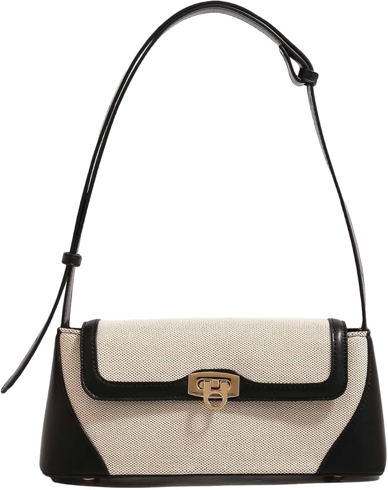 QWINEE Women's Color Block Small Shoulder Bag Flap Bag Handbag Mini Clutch Underarm Bag | Amazon (US)