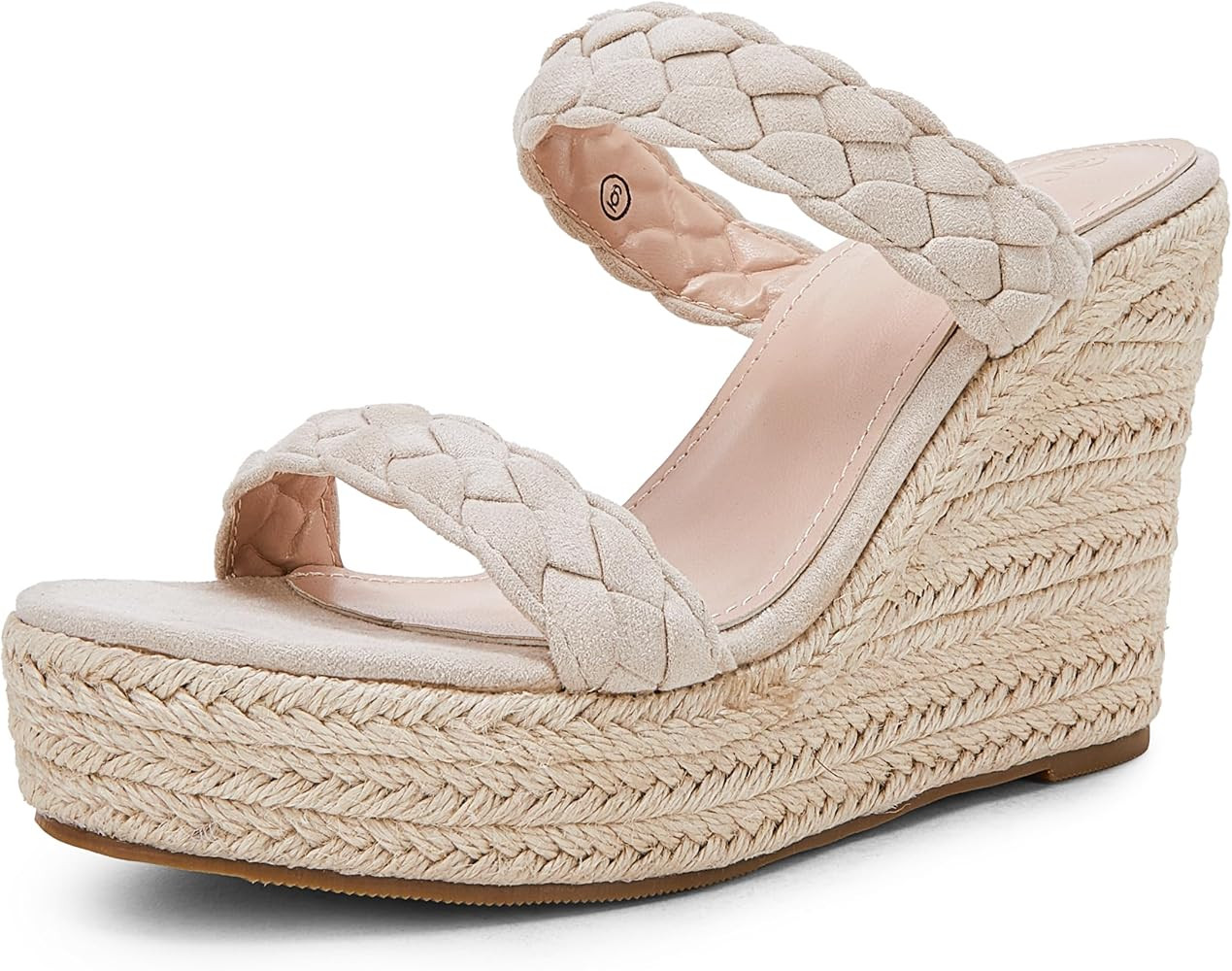 Coutgo Womens Wedge Platform Sandals Espadrilles Two Strap Woven Slip On Summer Cute Slide Sandal... | Amazon (US)