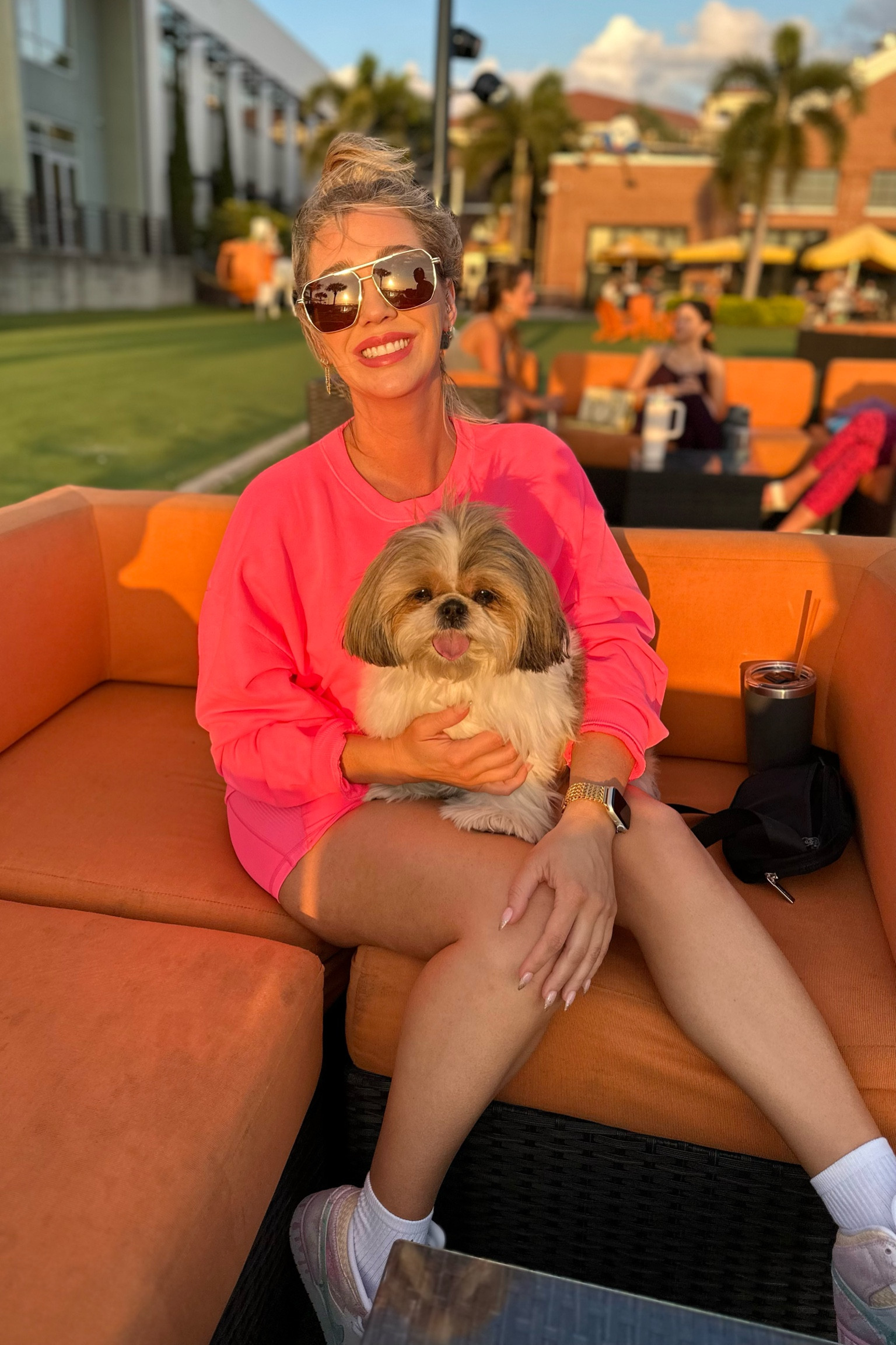 Medium in sweatshirt & shorts

Size 7Y in shoes

💄 lipstick in shade Outspoken