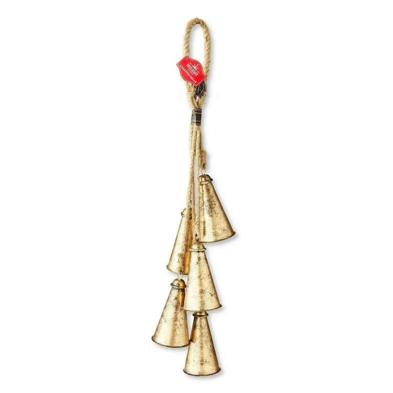 Metal Bells Hanging Christmas Decoration, Antique Gold, 32", by Holiday Time | Walmart (US)