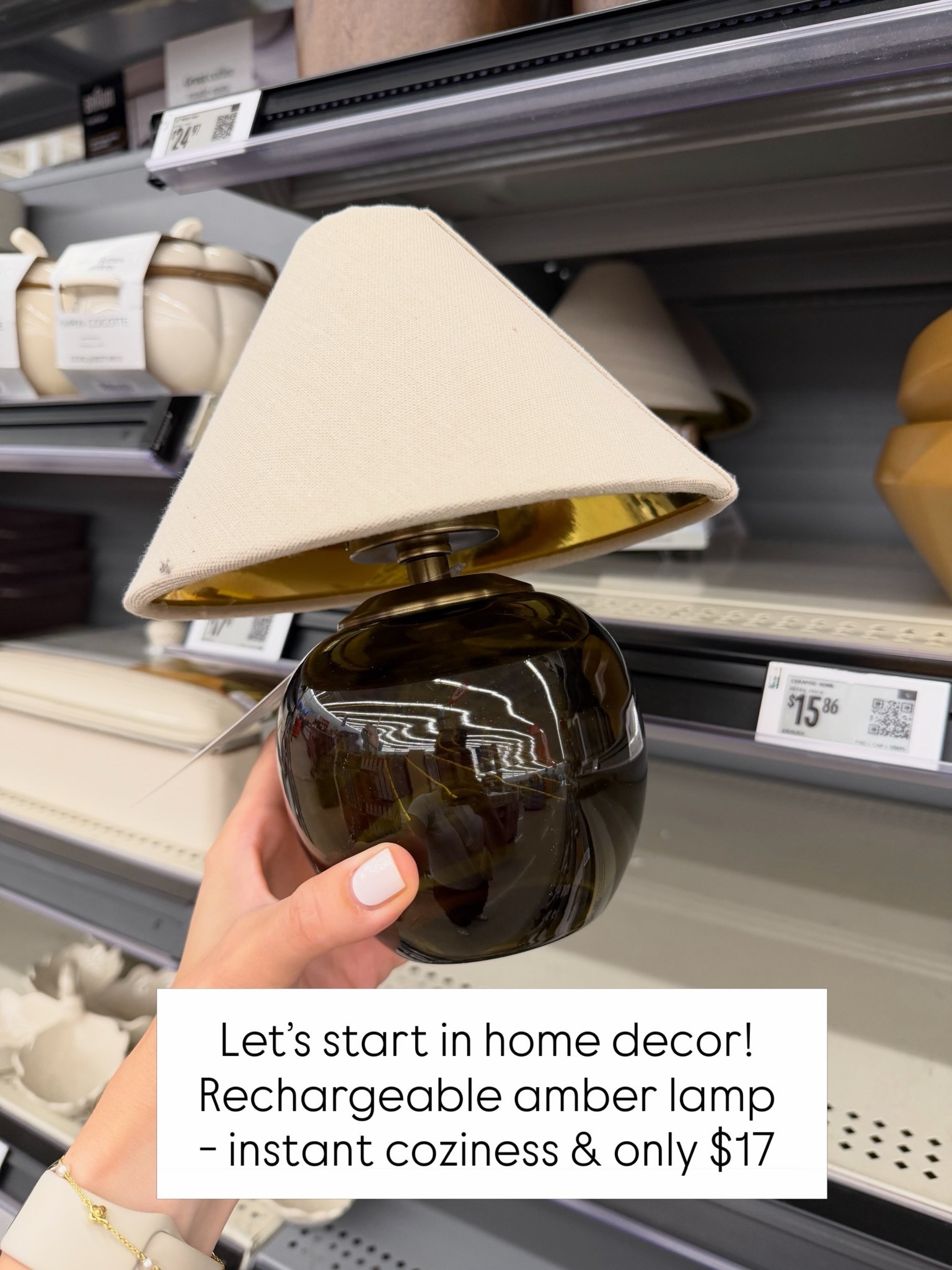 The loveliest little amber lamp, rechargeable, adds a beautiful glow to any spot. $17 #walmarthome

#LTKHome