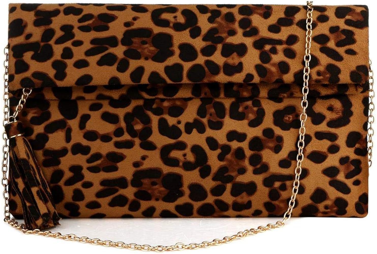 YYW Women Leopard Clutch Bag Evening Purse with Tassels, Evening Party Crossbody Bag Cocktail Ban... | Amazon (US)