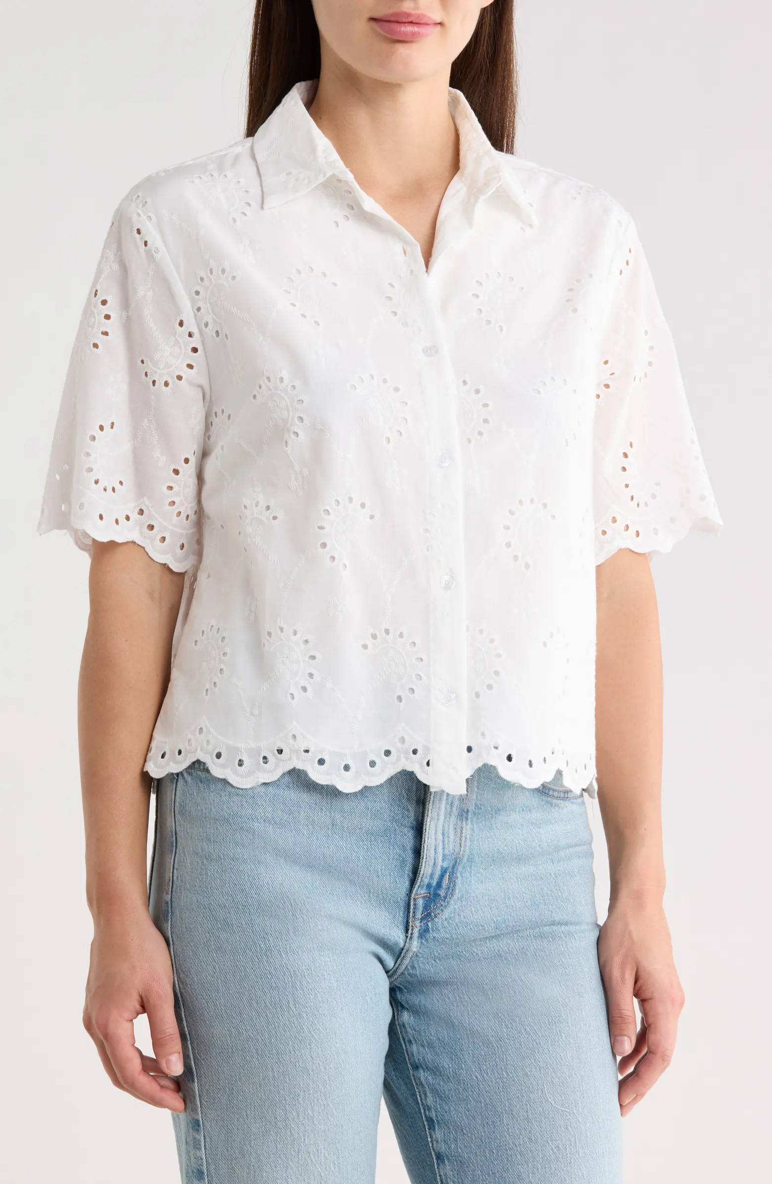 Eyelet Embroidery Button Up Shirt | Nordstrom Rack