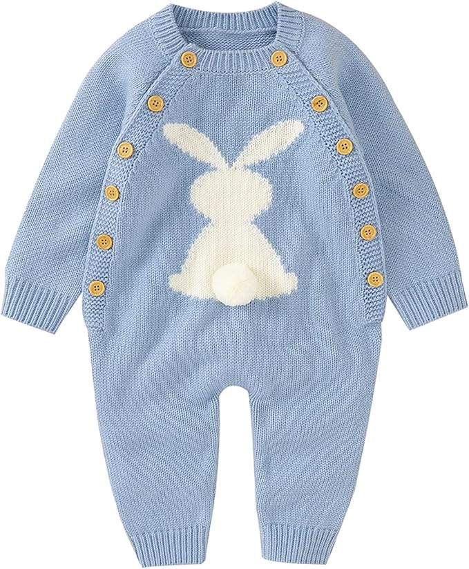 Amazon.com: Jumpsuit Cotton Cartoon Knit Sweater Bunny Baby Girl Outfits Romper Boy Boys Hooded Z... | Amazon (US)