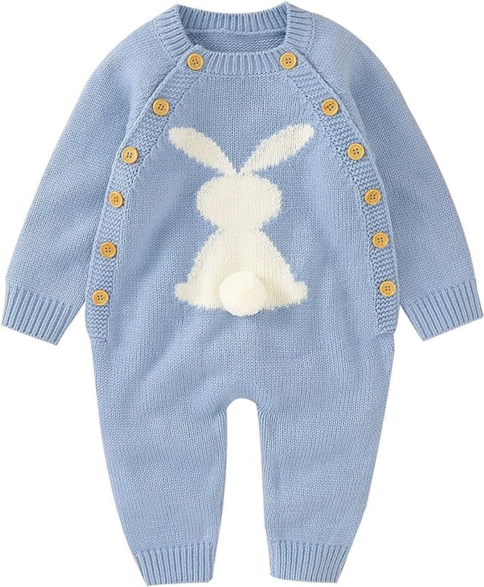 Amazon.com: Jumpsuit Cotton Cartoon Knit Sweater Bunny Baby Girl Outfits Romper Boy Boys Hooded Z... | Amazon (US)