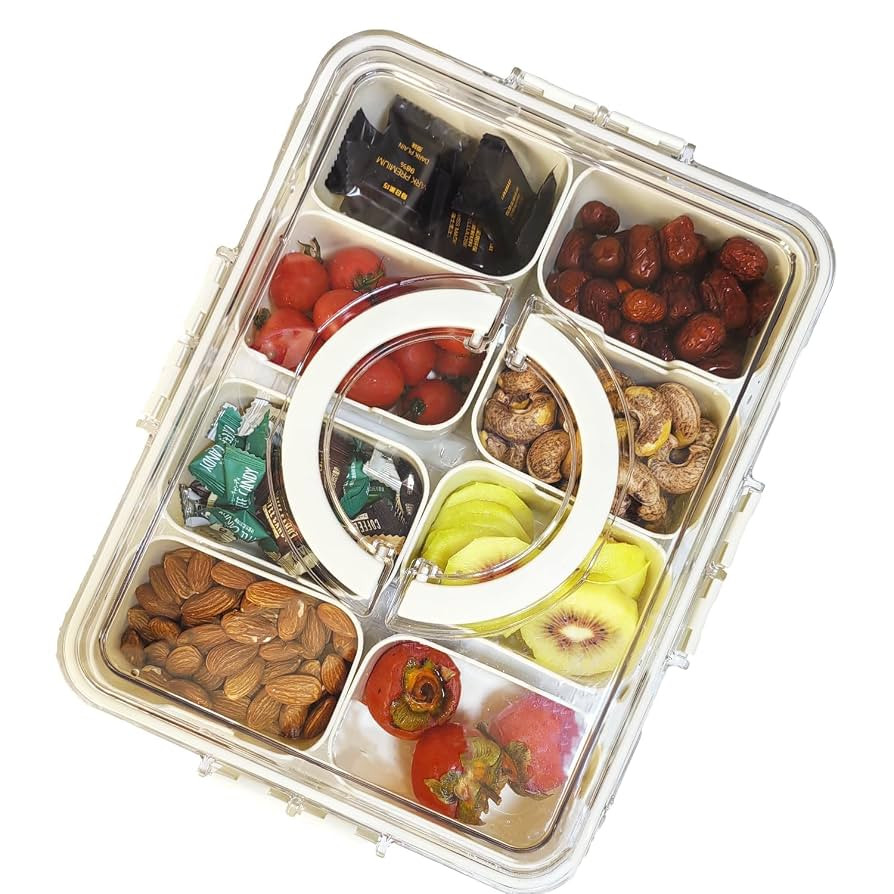 Divided Clear Snackle Box Container, Serving Tray with Lid & Handle, Charcuterie Board Container ... | Amazon (US)