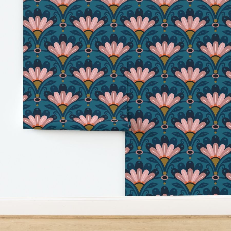Flower Arches - Pink and blue  | Spoonflower
