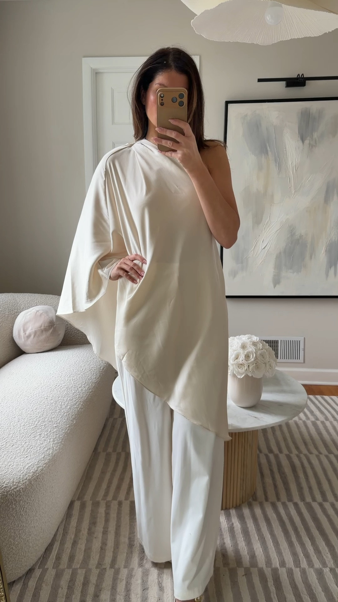 My top is from H&M, but I linked to other options if your size is not available. Asymmetrical satin top, spring outfit, idea, trends, summer, floaty, classy.

#LTKootd #LTKOver40 #LTKSaleAlert