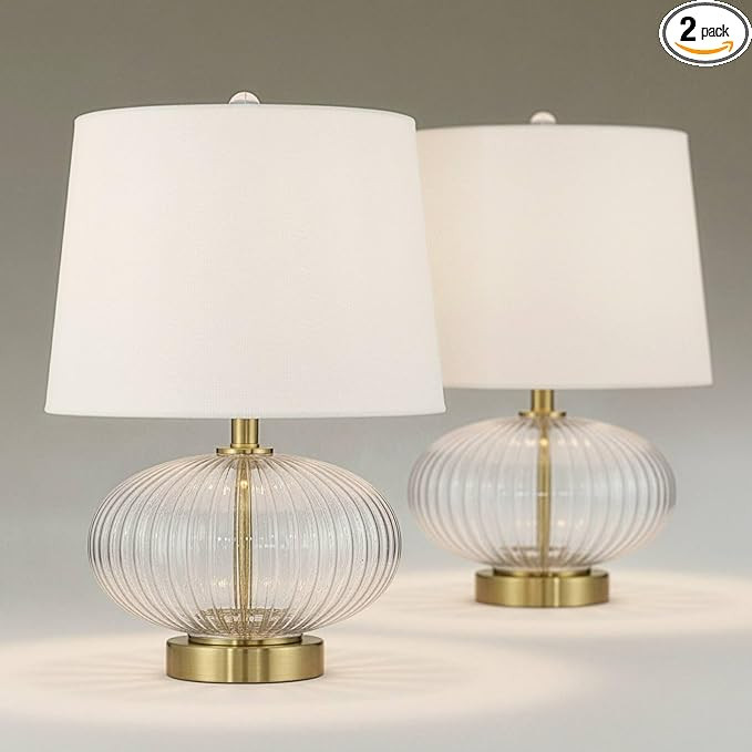 360 Lighting Darrah 19" High Clear Glass Table Lamp Set of 2 | Amazon (US)