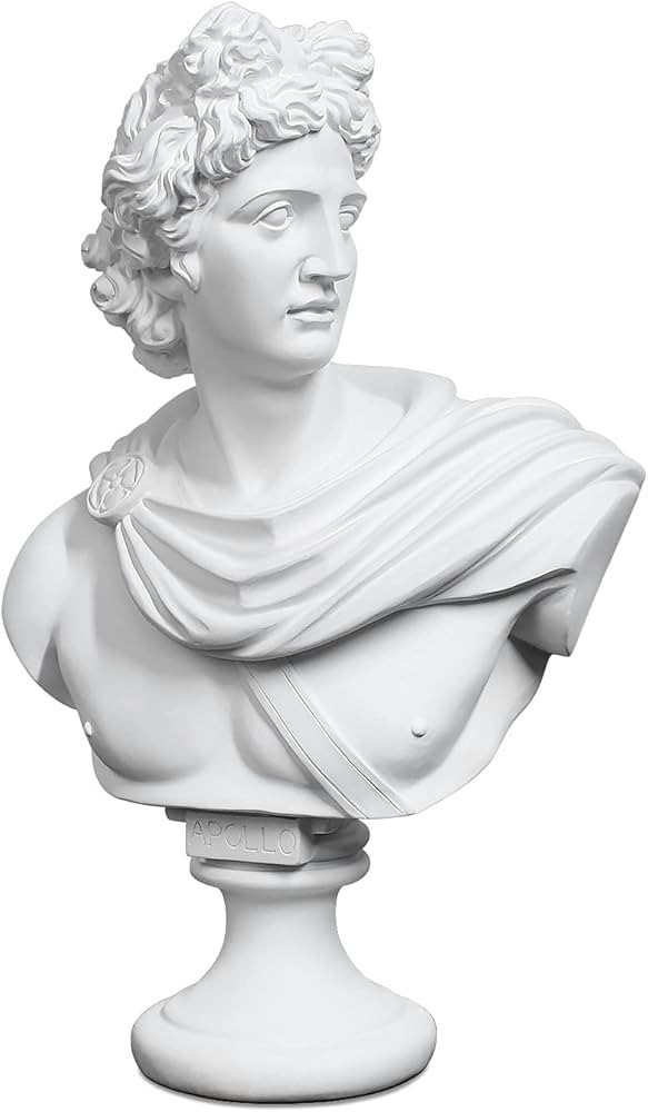 YUEOECOR 14.2in Greek Statue of Apollo, Classic Roman Bust Greek Mythology White Sculpture for Ho... | Amazon (US)