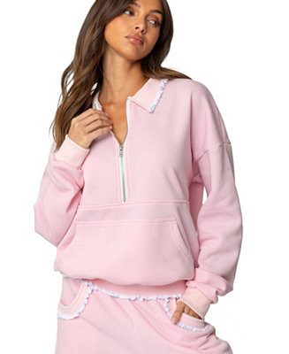 Womens Ashtin Ruffle Trim Sweatshirt | Macy's