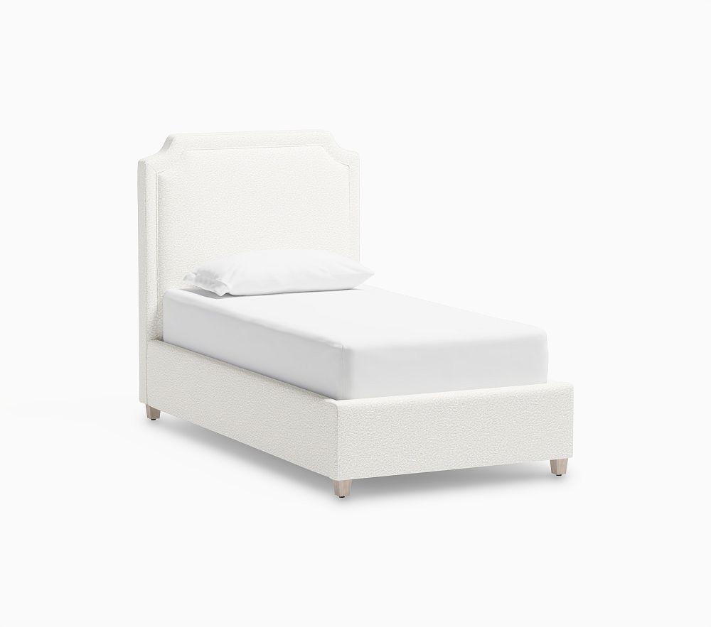 Ava Upholstered Storage Bed Twin Performance Brushed Boucle Ivory | Pottery Barn Kids