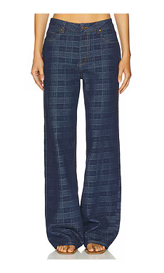 LIONESS Top Model Jeans in Indigo Plaid from Revolve.com | Revolve Clothing (Global)