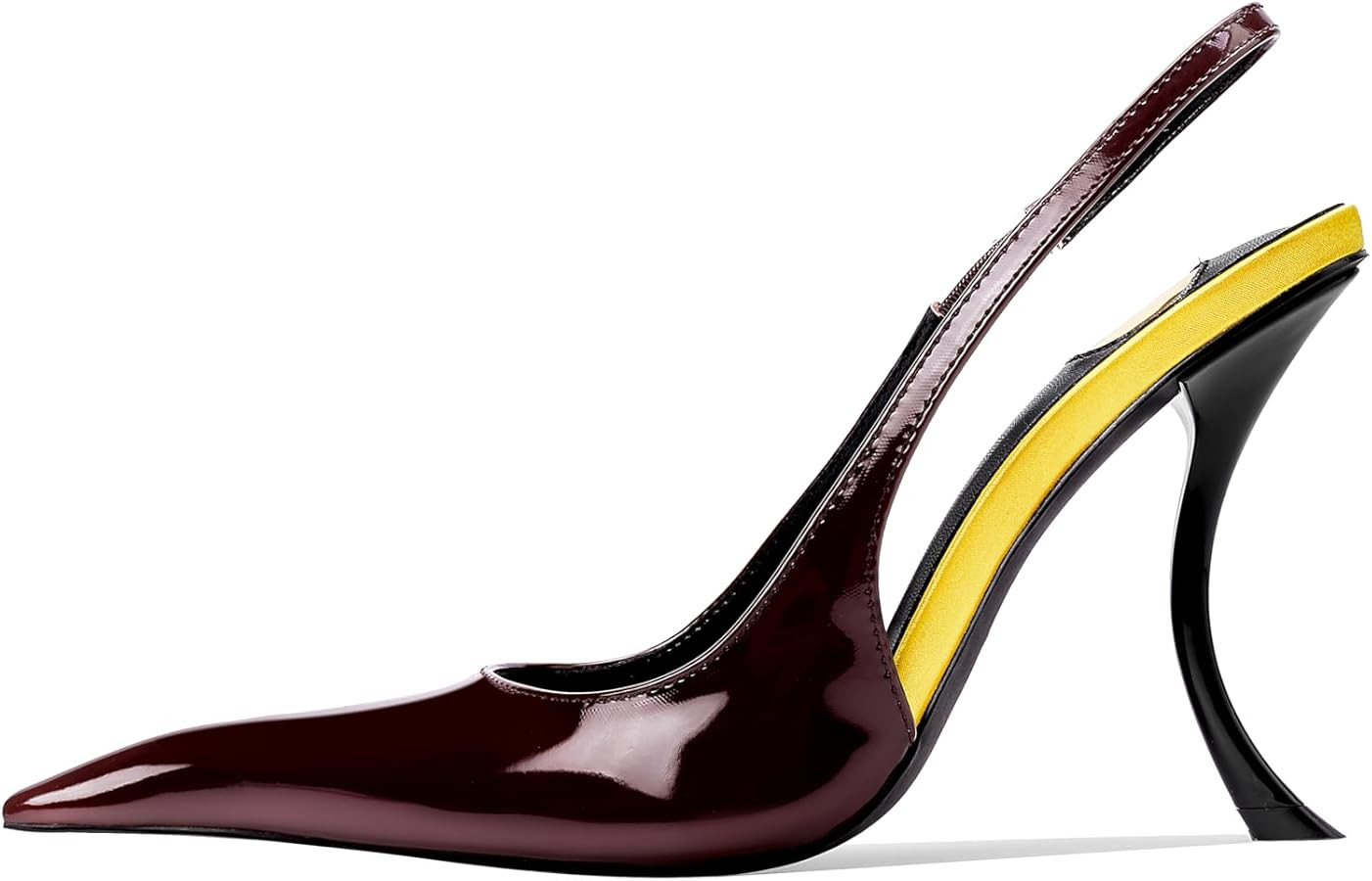 Stiletto High Heel Slingbacks for Women Patent Leather Closed Pointed Toe Pumps Slip on Elastic S... | Amazon (US)