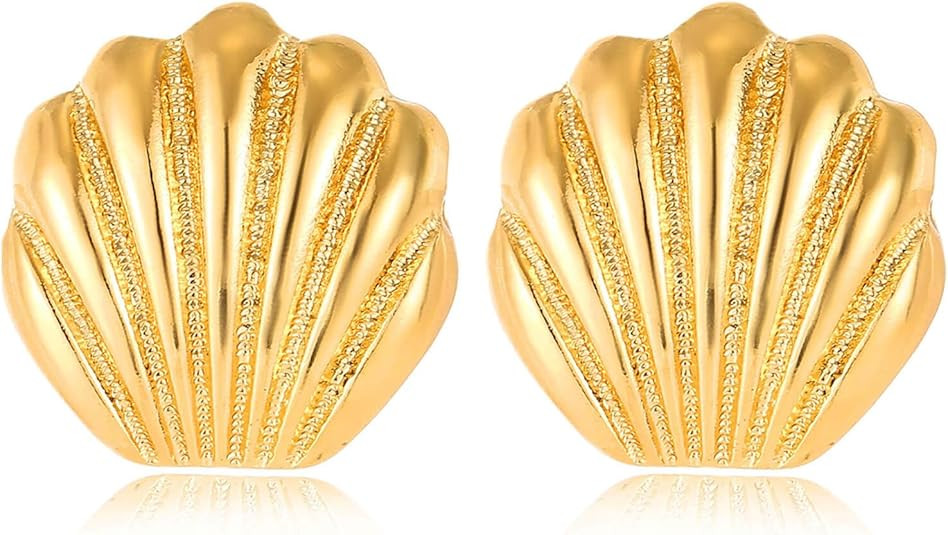 Starfish Shell Stud Earrings for Women Gold Silver Chunky Seashell Drop Dangle Earring Beach Summ... | Amazon (US)